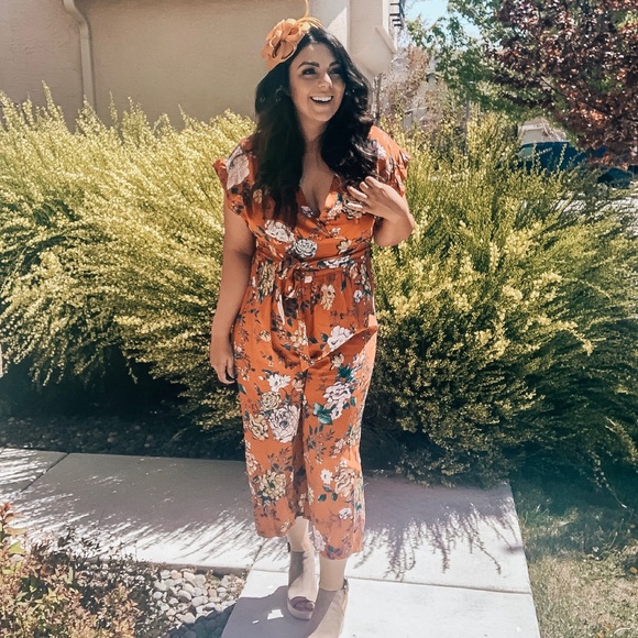 Xhilaration Pants - Red Floral Jumpsuit